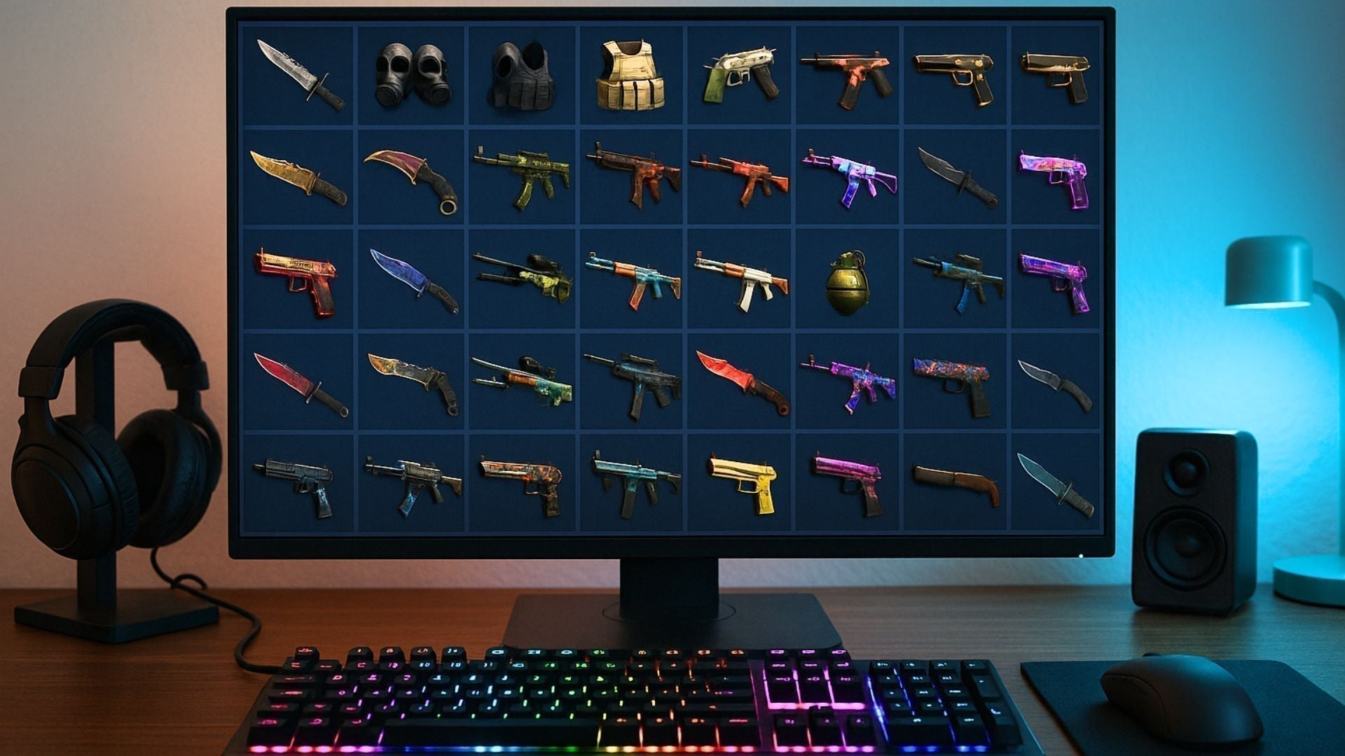 A kid's gaming computer setting showing skins that he traded or gambled to get 